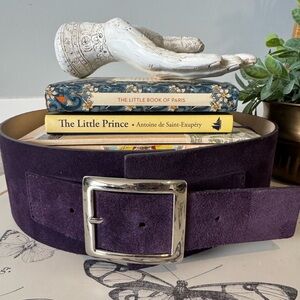 Garuglieri Italy Suede Belt Purple Wide Silver Buckle Medium